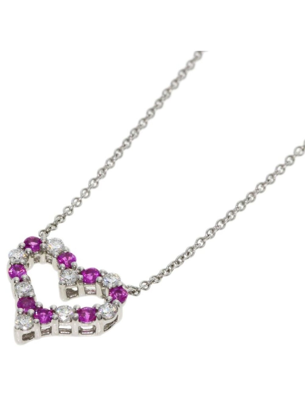 Tiffany & Co Sentimental Heart Diamond Pink Sapphire Necklace